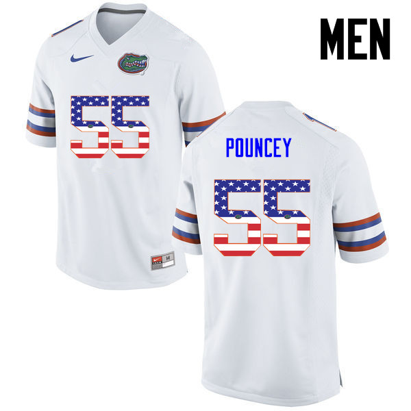 Men Florida Gators #55 Mike Pouncey College Football USA Flag Fashion Jerseys-White